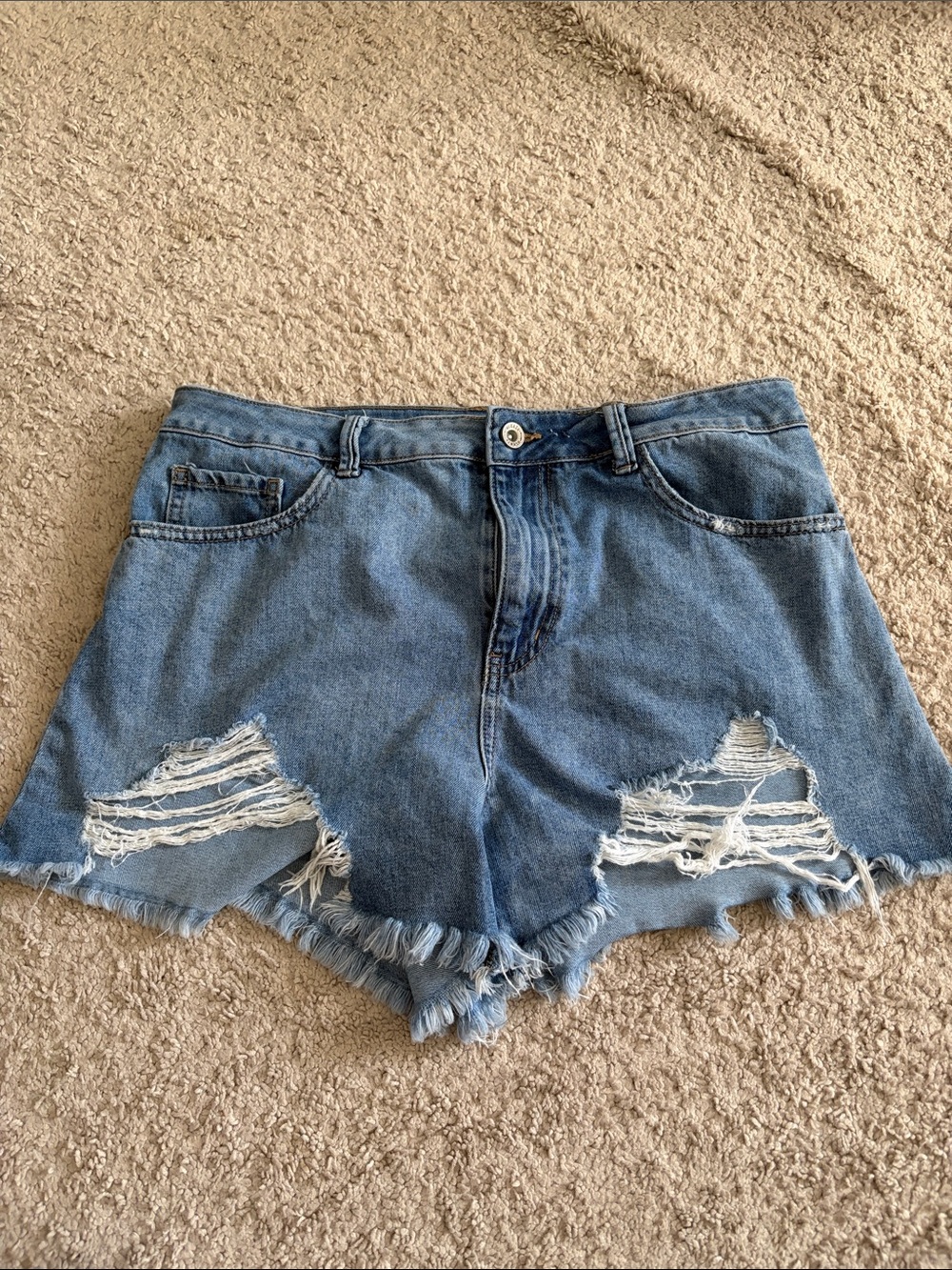 Rewash Light Blue Distressed Denim Shorts